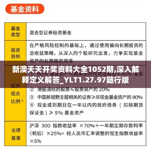 新澳天天开奖资料大全1052期,深入解释定义解答_YLT1.27.97随行版