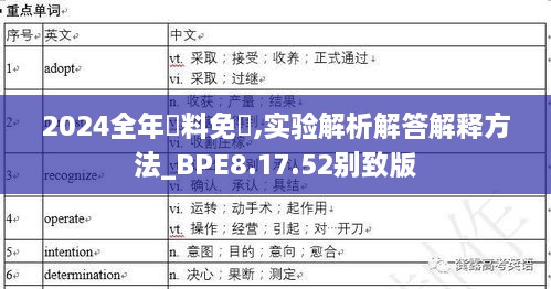 2024全年資料免費,实验解析解答解释方法_BPE8.17.52别致版