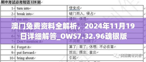 澳门兔费资料全解析，2024年11月19日详细解答_OWS7.32.96魂银版