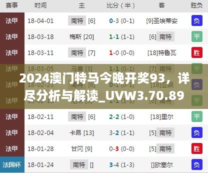 2024澳门特马今晚开奖93，详尽分析与解读_UVW3.70.89互联版