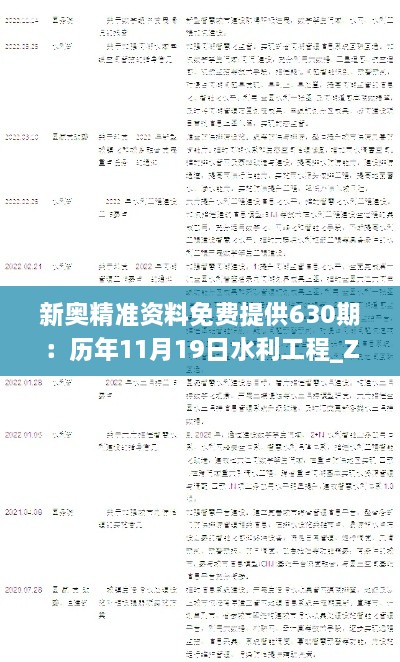 新奥精准资料免费提供630期：历年11月19日水利工程_ZUB2.45.61响应版本