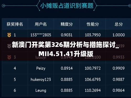 新澳门开奖第326期分析与措施探讨_MII4.51.41升级版