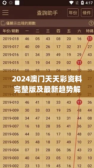 2024澳门天天彩资料完整版及最新趋势解读方案_GLK3.33.40版发布