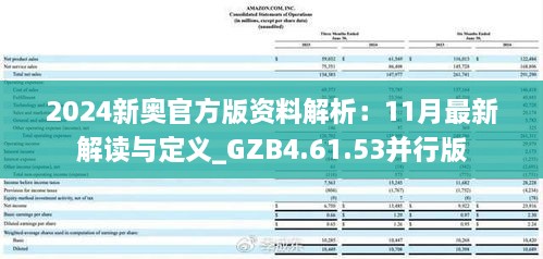2024新奥官方版资料解析：11月最新解读与定义_GZB4.61.53并行版