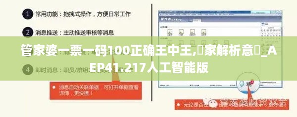 管家婆一票一码100正确王中王,專家解析意見_AEP41.217人工智能版