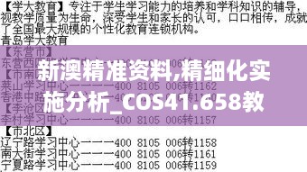 新澳精准资料,精细化实施分析_COS41.658教育版