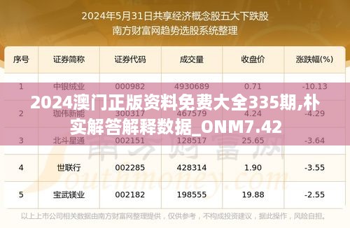 2024澳门正版资料免费大全335期,朴实解答解释数据_ONM7.42