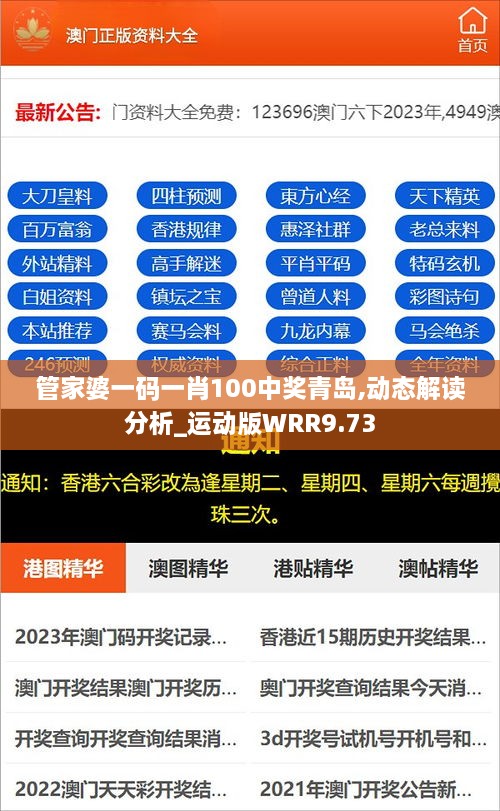 管家婆一码一肖100中奖青岛,动态解读分析_运动版WRR9.73