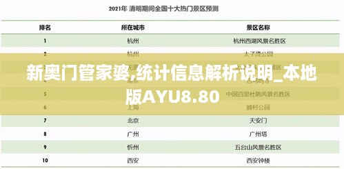新奥门管家婆,统计信息解析说明_本地版AYU8.80