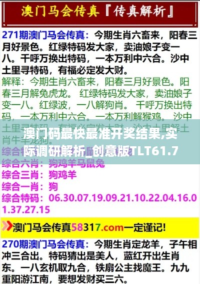 澳门码最快最准开奖结果,实际调研解析_创意版TLT61.756