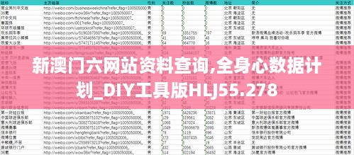 新澳门六网站资料查询,全身心数据计划_DIY工具版HLJ55.278