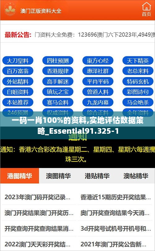 一码一肖100%的资料,实地评估数据策略_Essential91.325-1