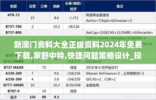 新澳门资料大全正版资料2024年免费下载,家野中特,快捷问题策略设计_投资版90.769-8