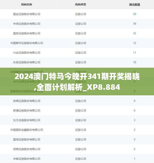 2024澳门特马今晚开341期开奖揭晓,全面计划解析_XP8.884