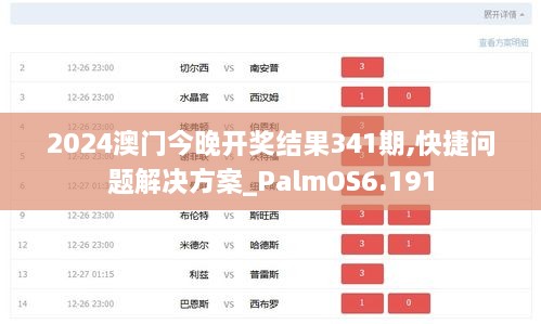 2024澳门今晚开奖结果341期,快捷问题解决方案_PalmOS6.191