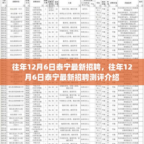 往年12月6日泰宁最新招聘及其测评介绍概览