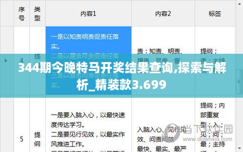 344期今晚特马开奖结果查询,探索与解析_精装款3.699