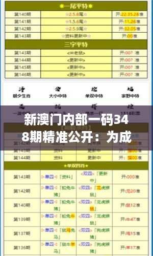 新澳门内部一码348期精准公开：为成功投注导航