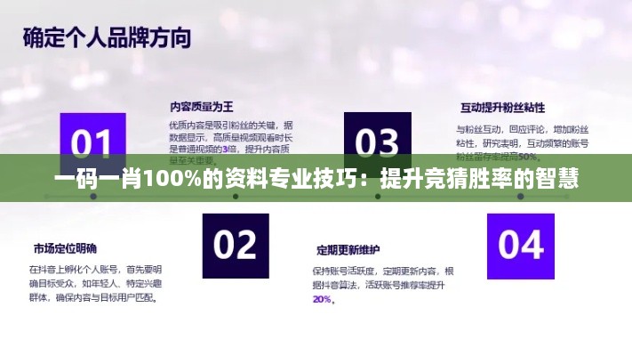 一码一肖100%的资料专业技巧：提升竞猜胜率的智慧