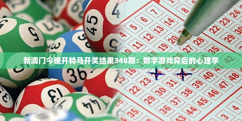 新澳门今晚开特马开奖结果348期：数字游戏背后的心理学