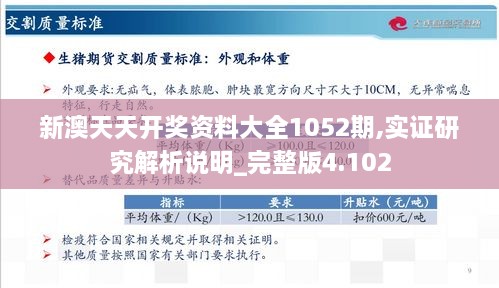 新澳天天开奖资料大全1052期,实证研究解析说明_完整版4.102