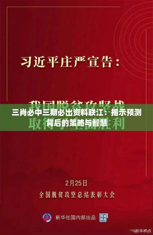 三肖必中三期必出资料联江：揭示预测背后的策略与智慧