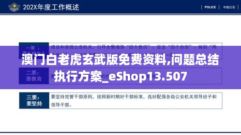 澳门白老虎玄武版免费资料,问题总结执行方案_eShop13.507
