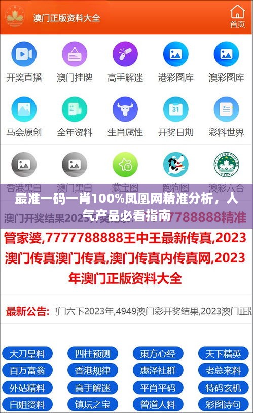 最准一码一肖100%凤凰网精准分析，人气产品必看指南