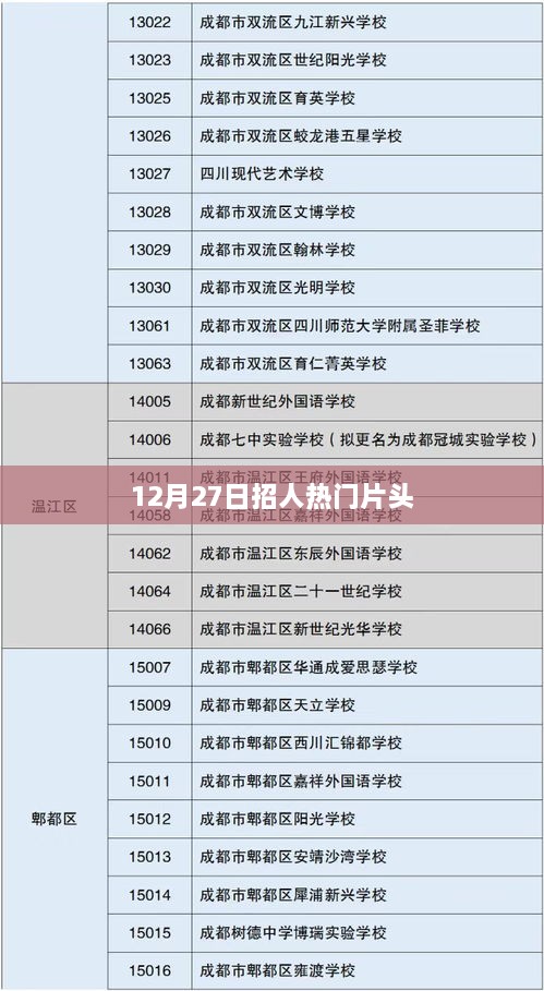 12月27日热门招聘片头揭秘